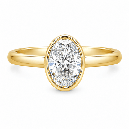 3/4 CT TW. Oval Bezel Lab-Grown Diamond Engagement Ring