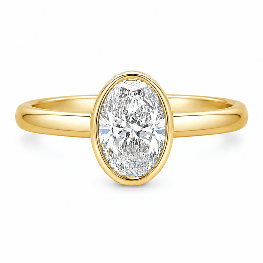 3/4 CT TW. Oval Bezel Lab-Grown Diamond Engagement Ring