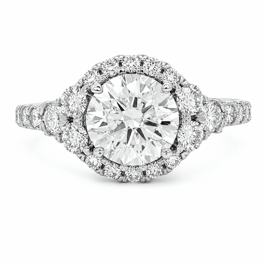 3 CTW Round Halo Lab-Grown Diamond Engagement Ring