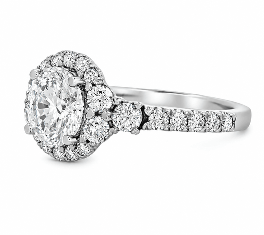 3 CTW Round Halo Lab-Grown Diamond Engagement Ring