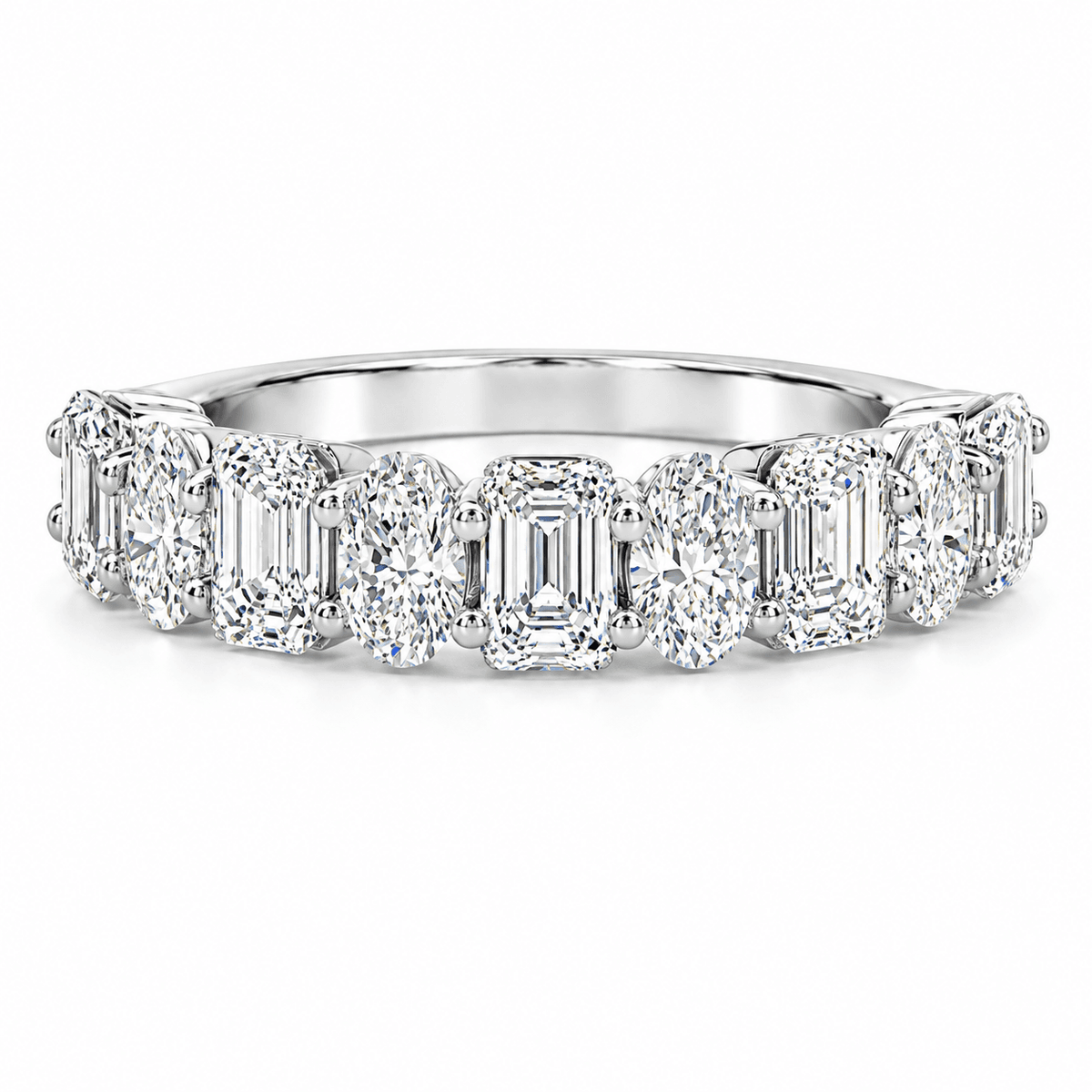 2.12 CTW Lab-Grown Alternating Emerald & Pear Diamond Wedding Band