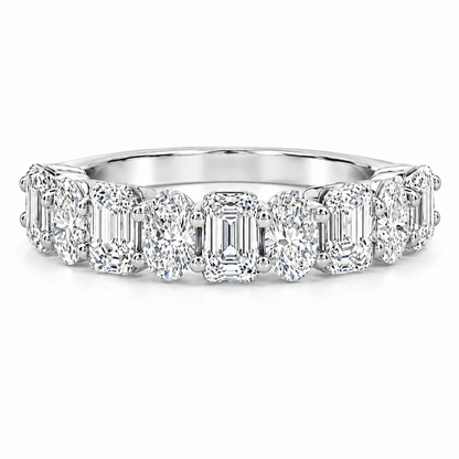 2.12 CTW Lab-Grown Alternating Emerald & Pear Diamond Wedding Band