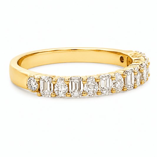 1 CT TW. Alternating Pear and Emerald-Cut Lab-Grown Diamond Wedding Band