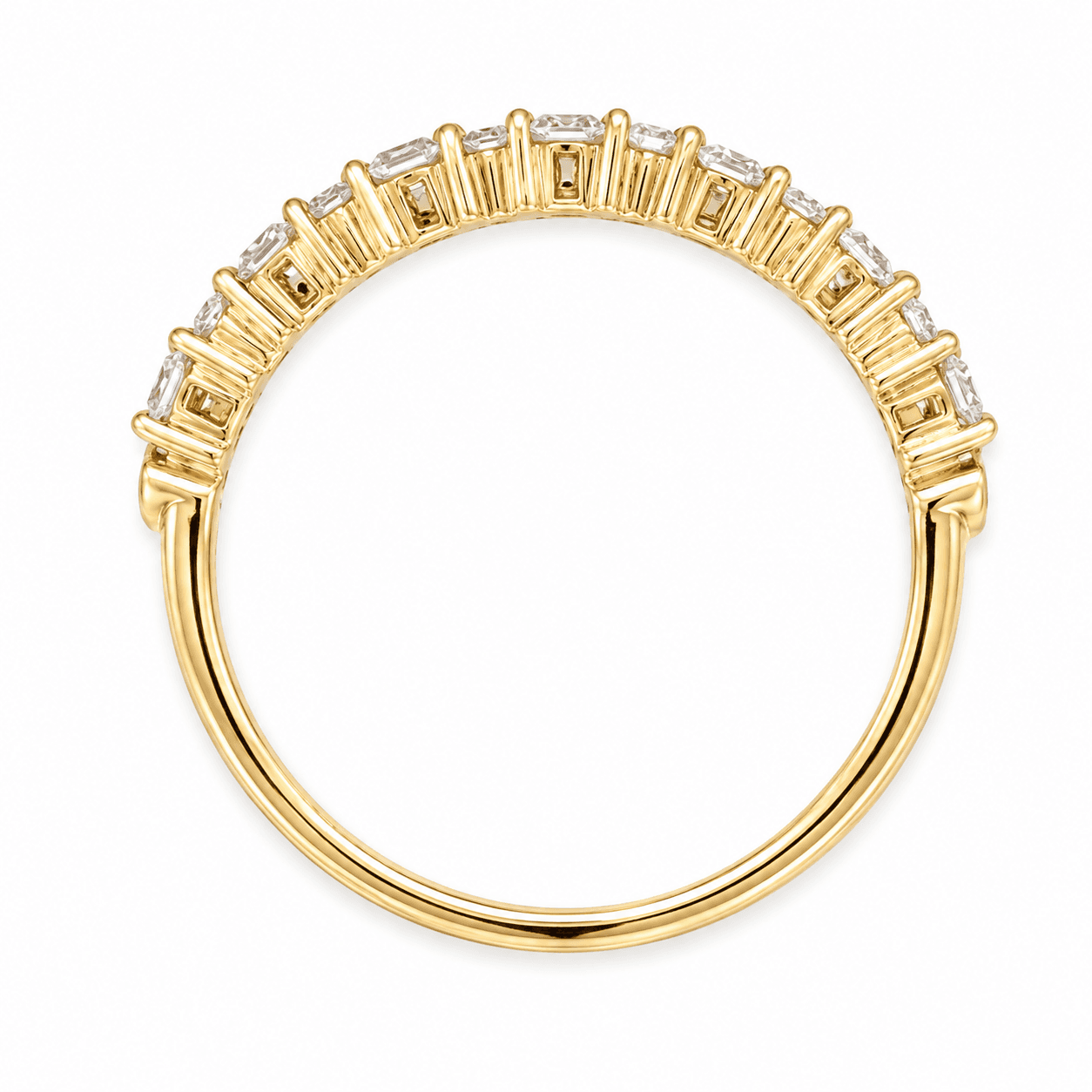 Alternating Pear and Emerald-Cut Lab-Grown Diamond Wedding Band
