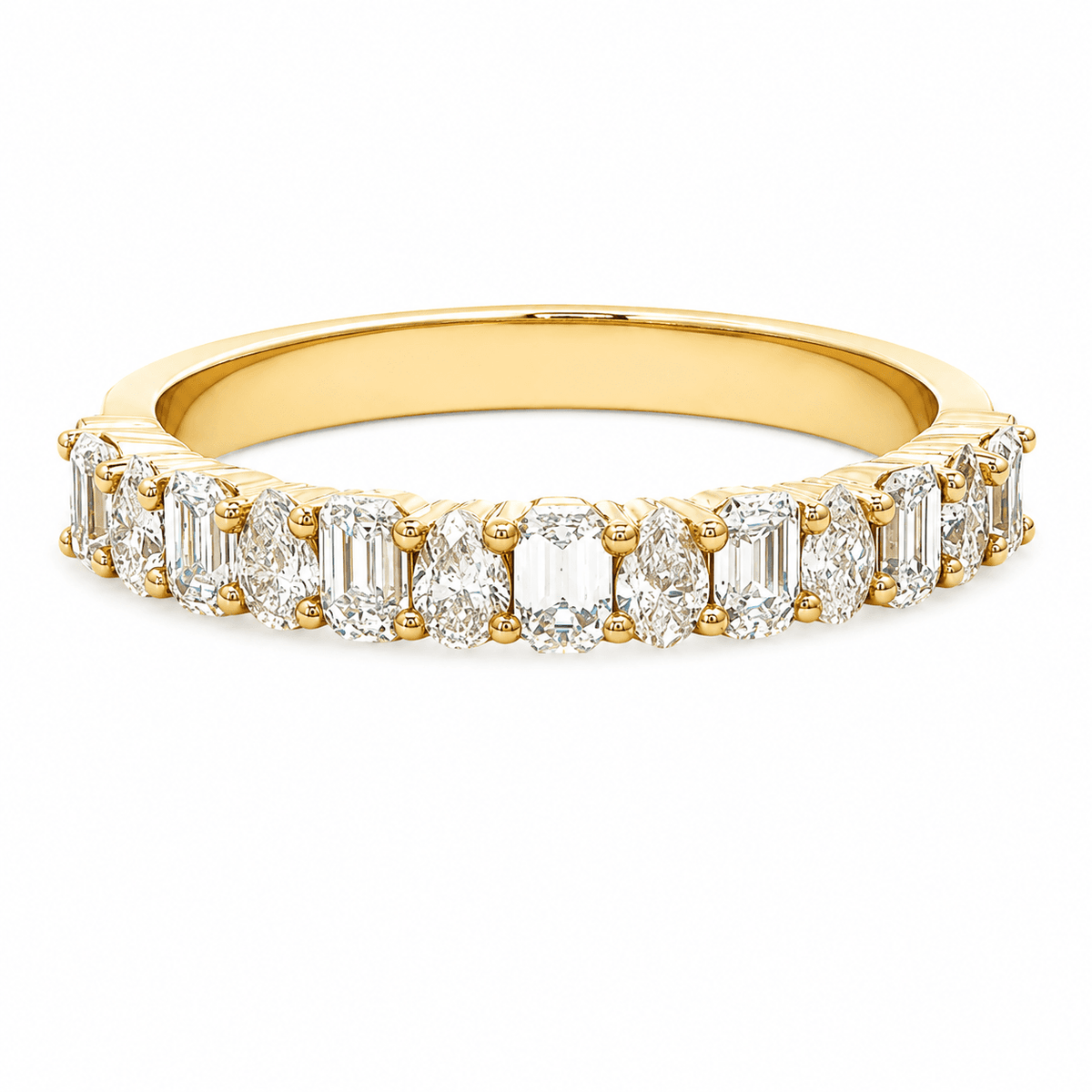 1 CT TW. Alternating Pear and Emerald-Cut Lab-Grown Diamond Wedding Band