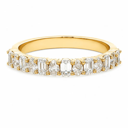 1 CT TW. Alternating Pear and Emerald-Cut Lab-Grown Diamond Wedding Band
