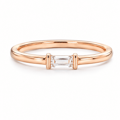 0.12 CT Rose Gold Baguette Diamond Stackable Ring
