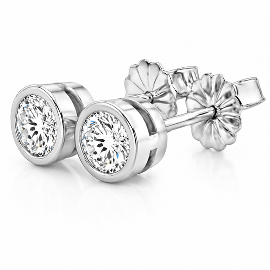 1/2 CTW Bezel-Set Natural Diamond Stud Earrings