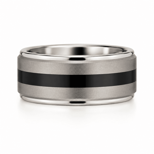 Black Stripe Tungsten Wedding Band