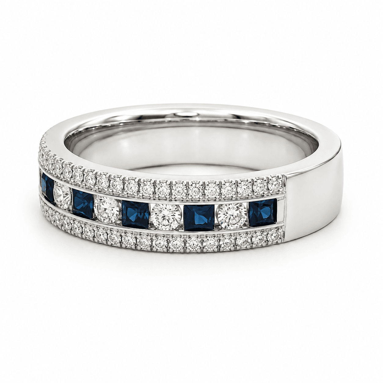 Blue Sapphire and Diamond Fashion Ring