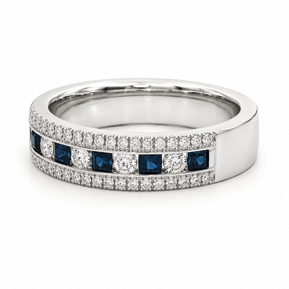 Blue Sapphire and Diamond Fashion Ring