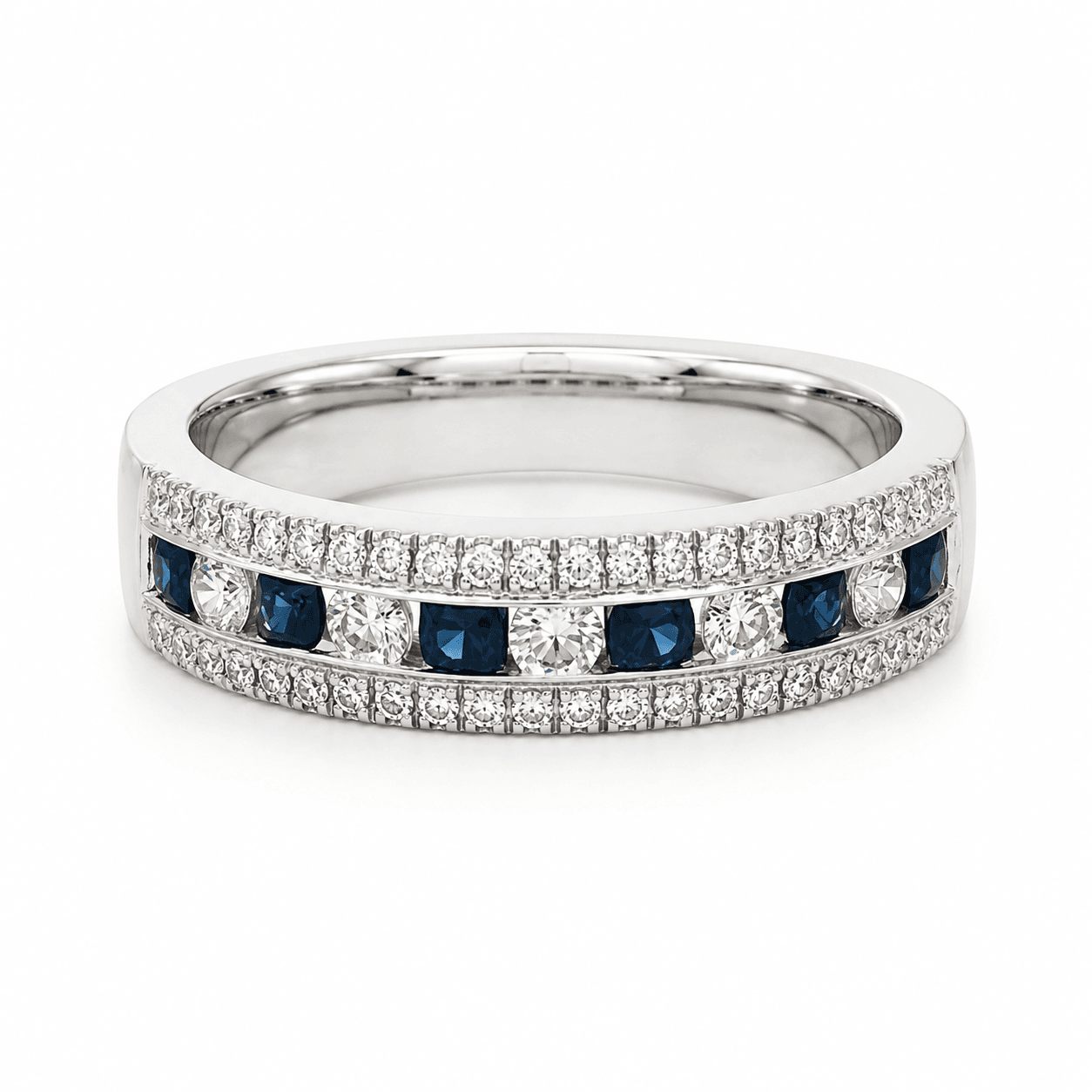 Blue Sapphire and Diamond Fashion Ring