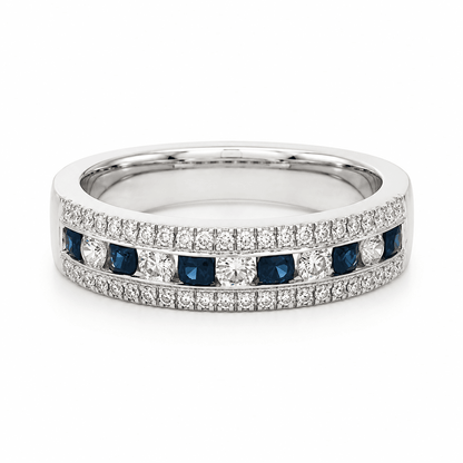 Blue Sapphire and Diamond Fashion Ring