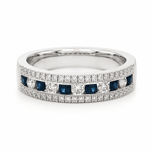 Blue Sapphire and Diamond Fashion Ring