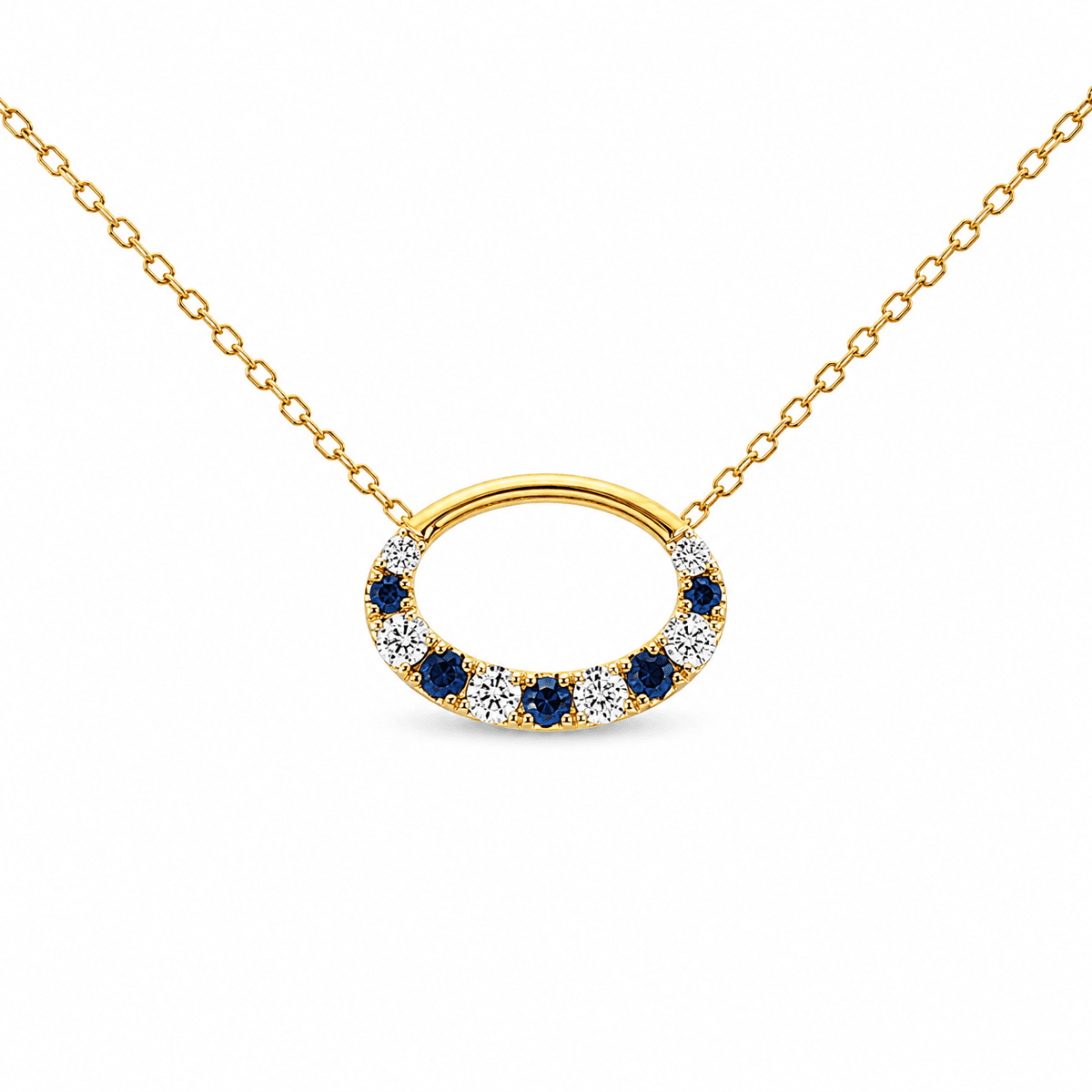 Blue Sapphire & Diamond Pendant Necklace