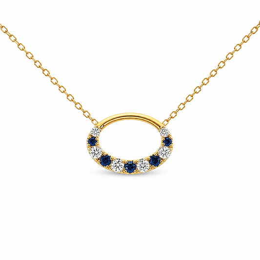 Blue Sapphire & Diamond Pendant Necklace