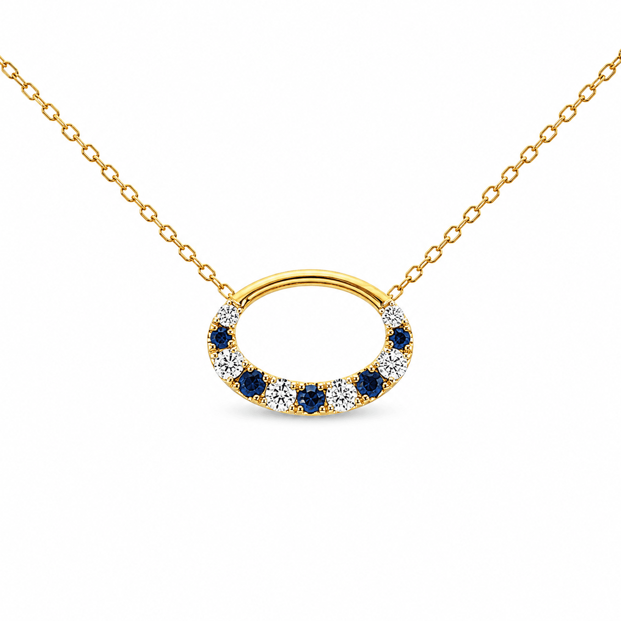 2/5 CT TW. Blue Sapphire & Diamond Pendant Necklace