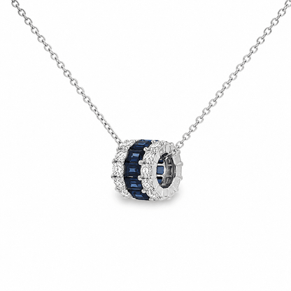 1-3/4 CT TW .Blue Sapphire and Diamond Rolling Pendant