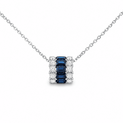 1-3/4 CT TW .Blue Sapphire and Diamond Rolling Pendant