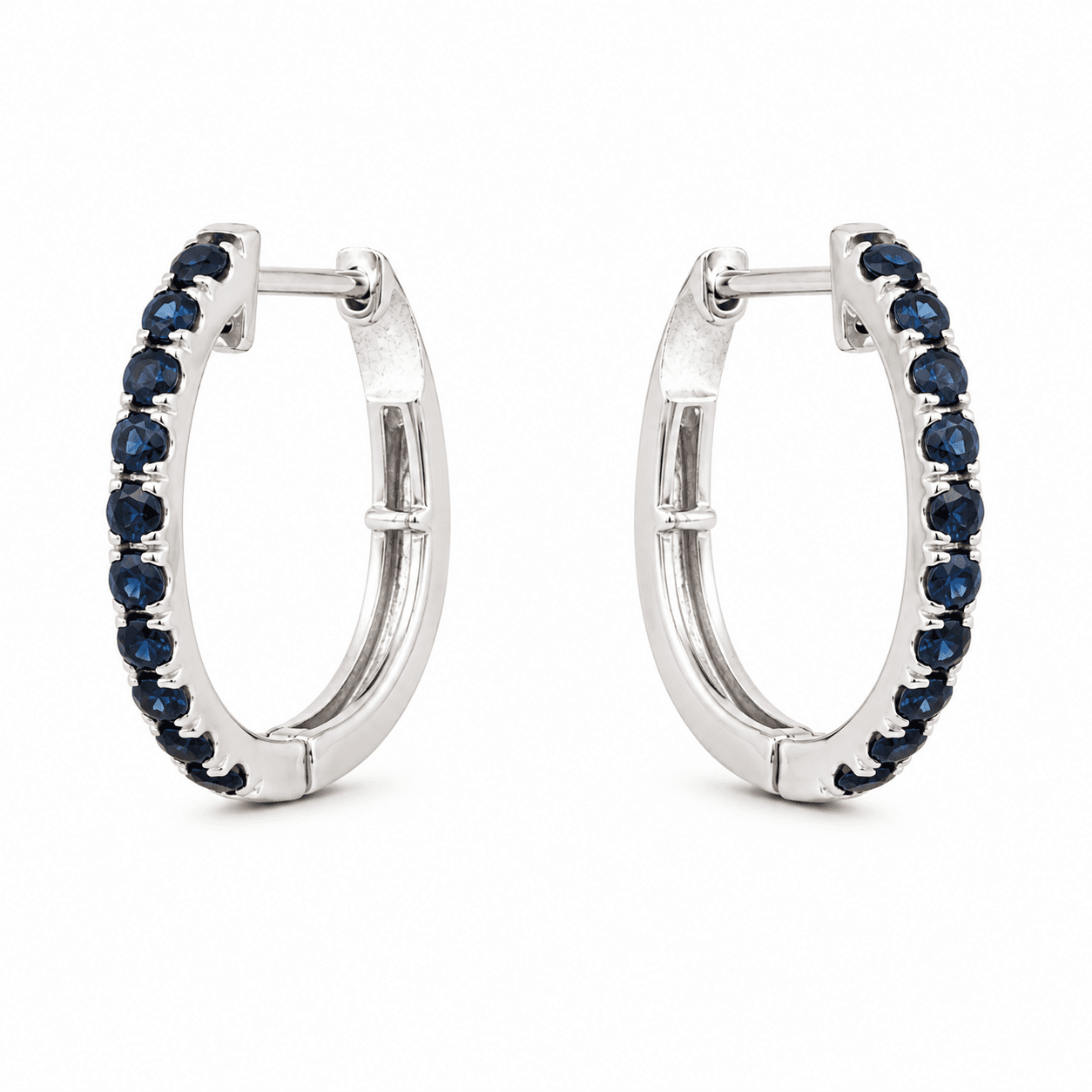 Blue Sapphire Hoop Earrings