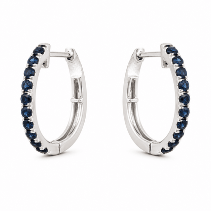 Blue Sapphire Hoop Earrings
