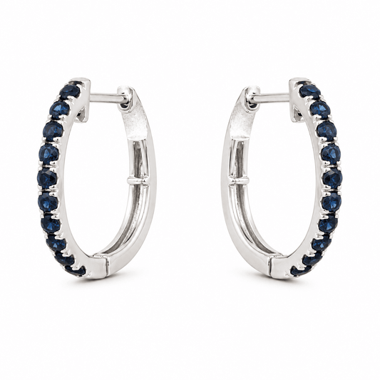 Blue Sapphire Hoop Earrings