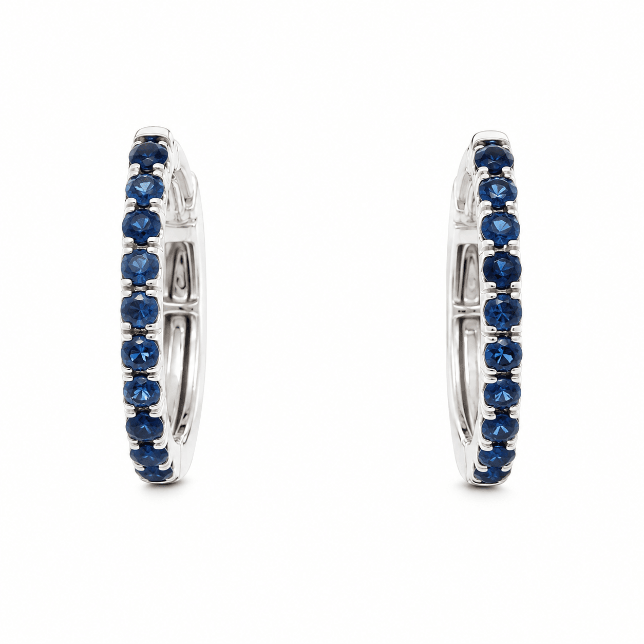 Blue Sapphire Hoop Earrings