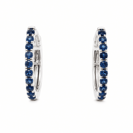 Blue Sapphire Hoop Earrings