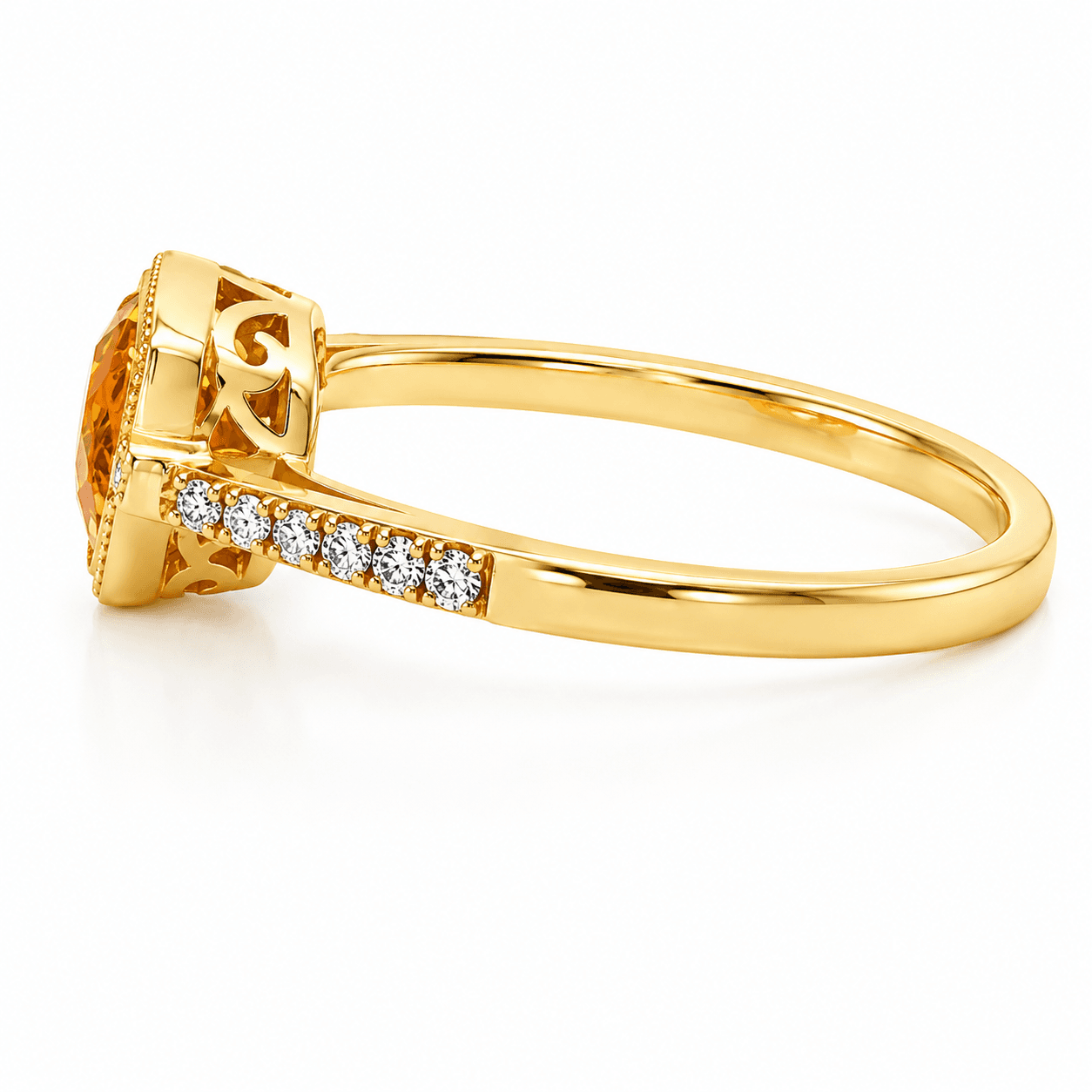 Citrine Milgrain Ring