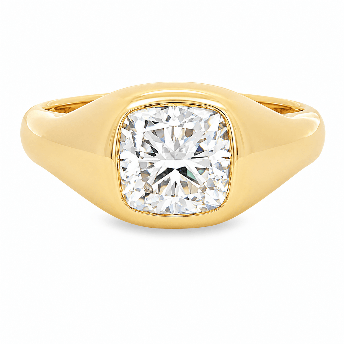 2 CT Cushion Cut Bold Flush Set Lab-Grown Diamond Engagement Ring