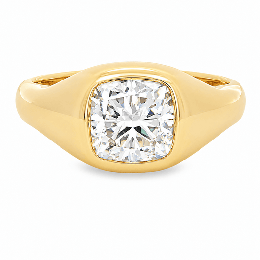 2 CT Cushion Cut Bold Flush Set Lab-Grown Diamond Engagement Ring
