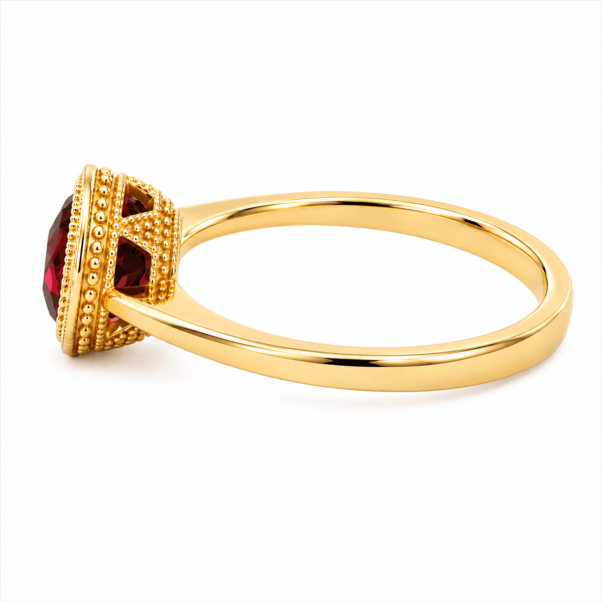 Cushion Garnet Bezel Ring