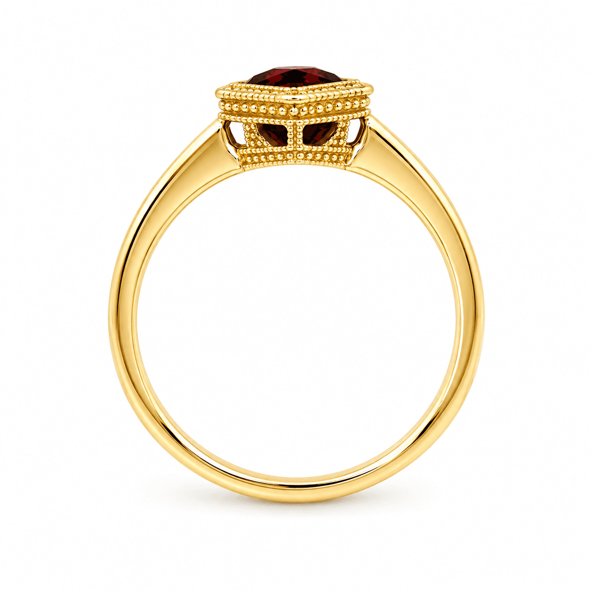 Cushion Garnet Bezel Ring