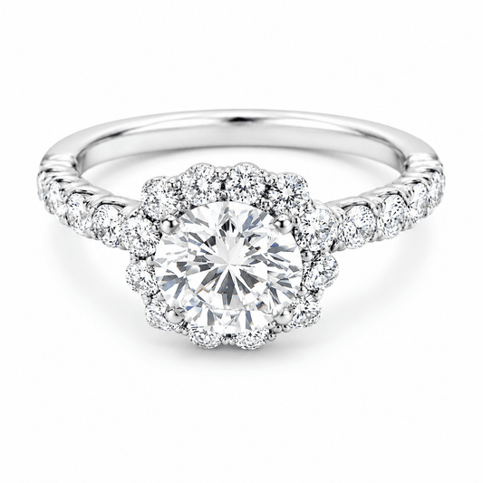 Cushion Halo Semi-Mount Engagement Ring
