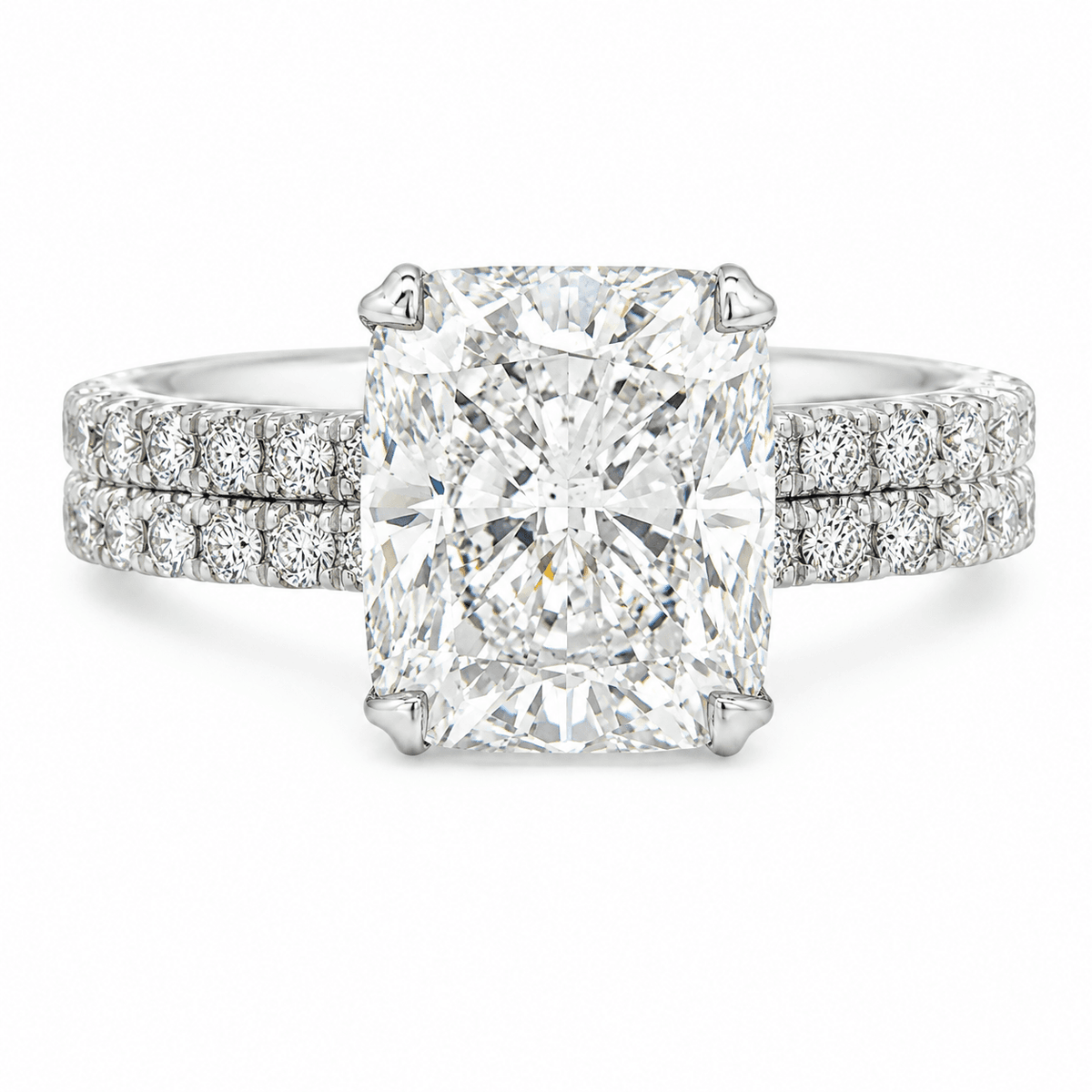 4.30 CTW Double Band Cushion Lab-Grown Diamond Engagement Ring