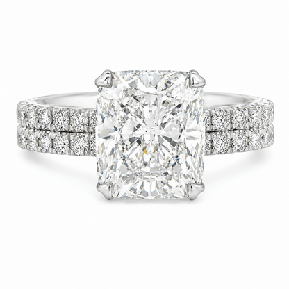 4.30 CTW Double Band Cushion Lab-Grown Diamond Engagement Ring