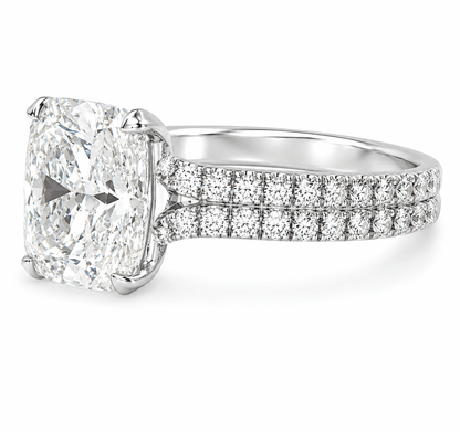 4.30 CTW Double Band Cushion Lab-Grown Diamond Engagement Ring