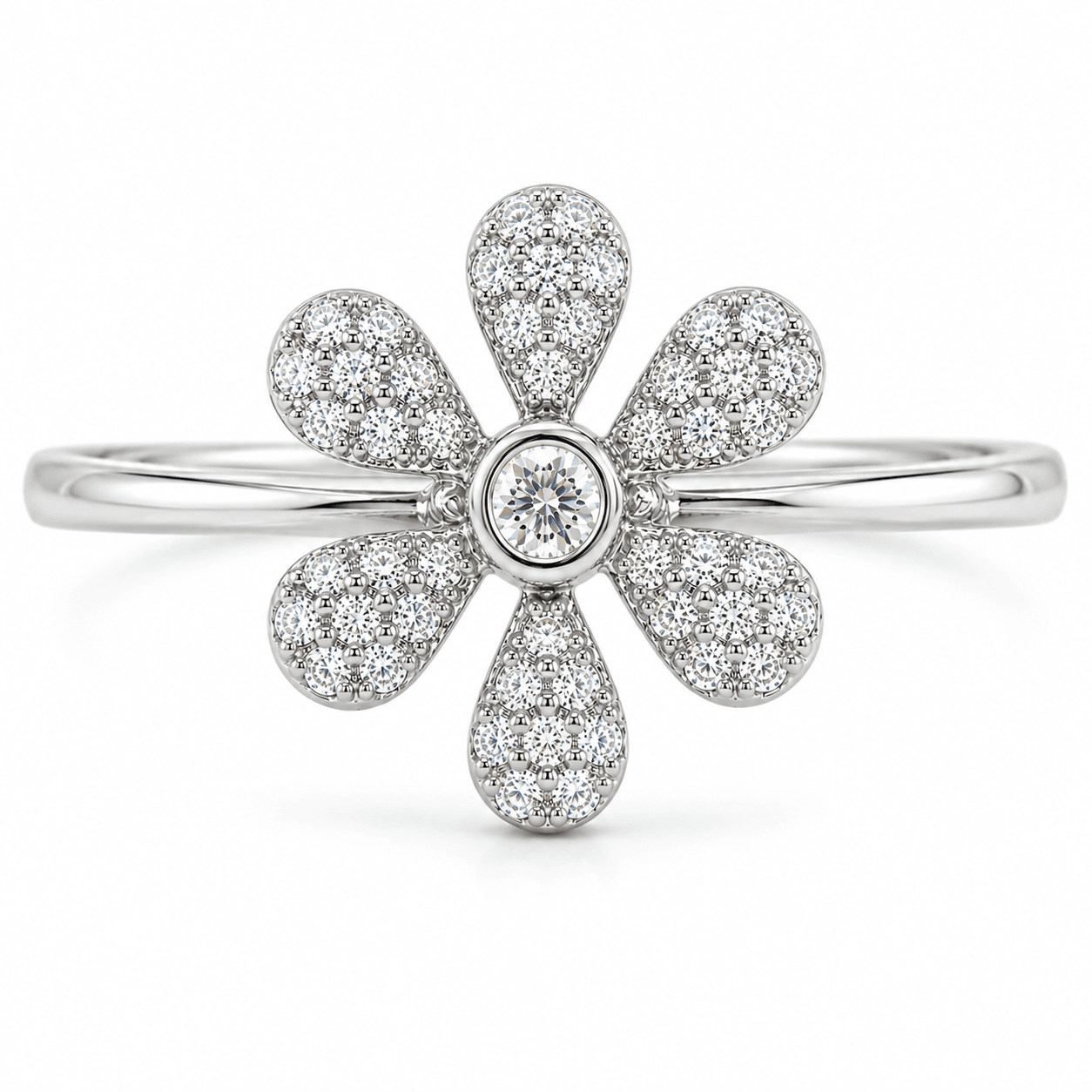 Dainty Flower Diamond Ring