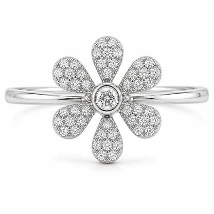 Dainty Flower Diamond Ring