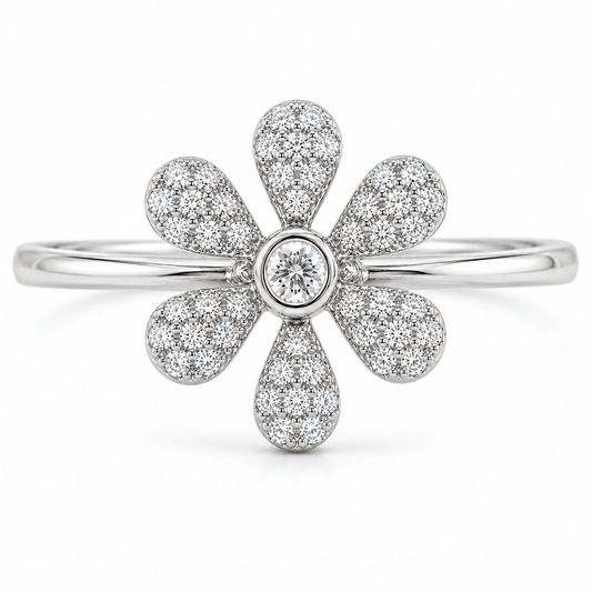Dainty Flower Diamond Ring