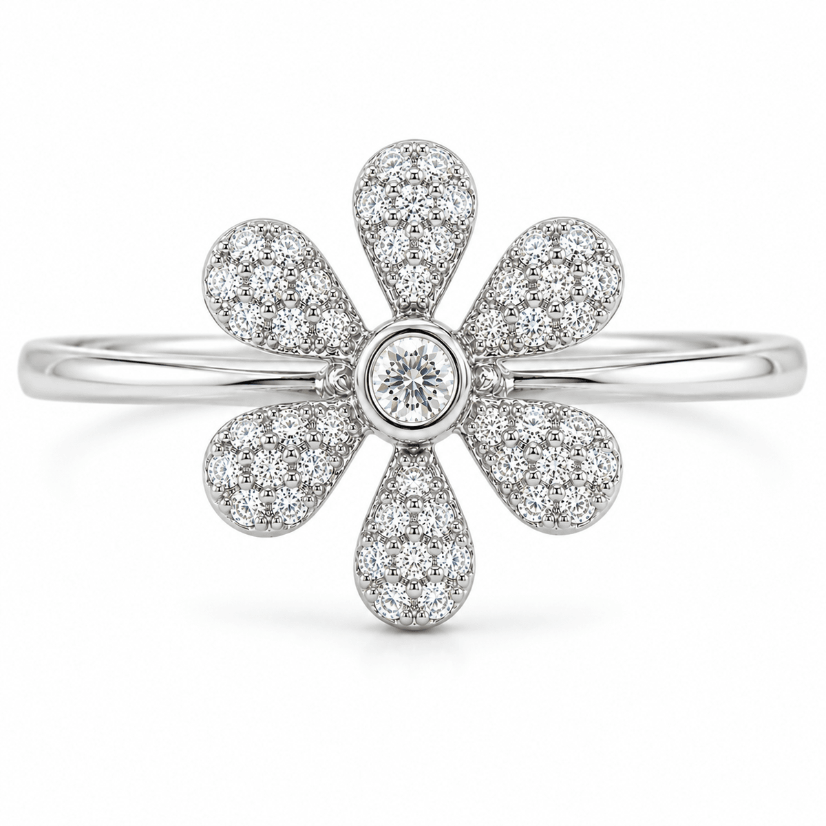 0.16 CTW Dainty Flower Pave Diamond Ring