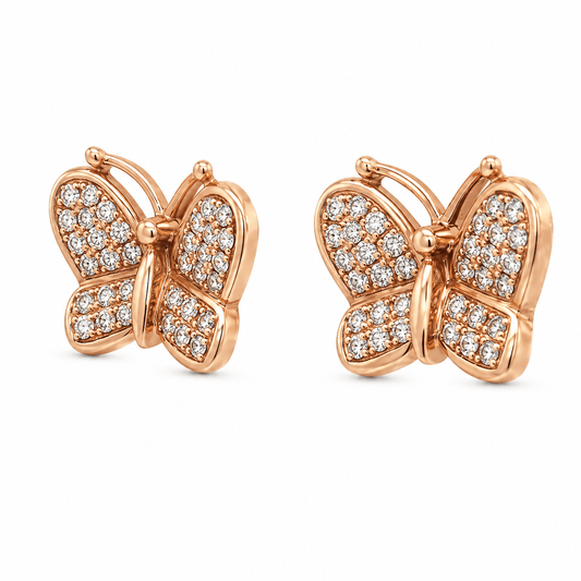 Diamond Butterfly Stud Earrings