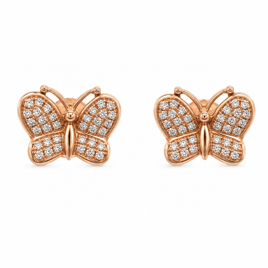 Diamond Butterfly Stud Earrings