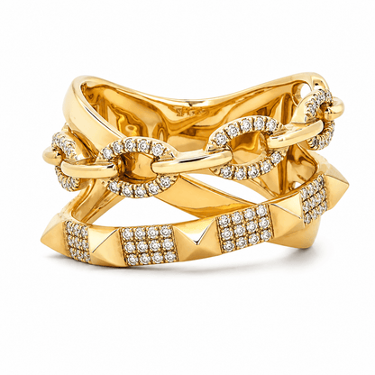 0.22 CTW Diamond Chain & Spike Statement Ring