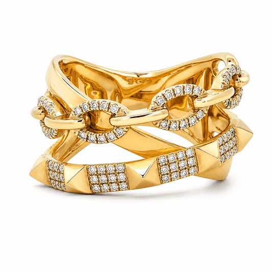 0.22 CTW Diamond Chain & Spike Statement Ring