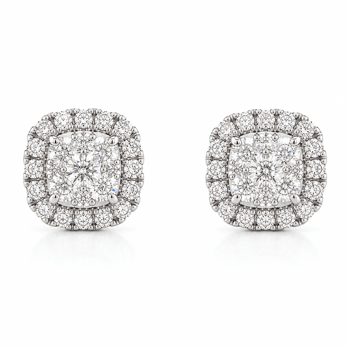 1.01 CT TW. Diamond Cluster Earrings