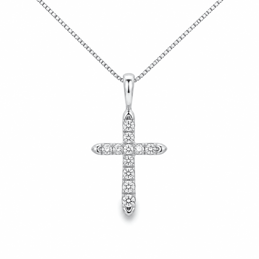 1/6 CT TW. Diamond Cross Pendant Necklace