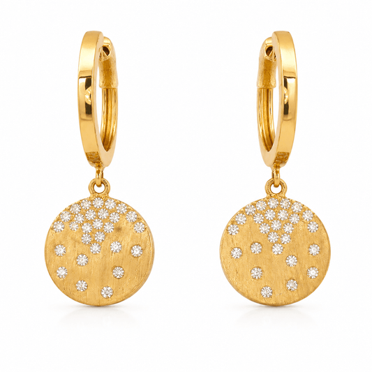 Diamond Disc Dangle Earrings