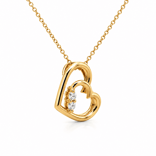 Diamond Double Heart Pendant Necklace