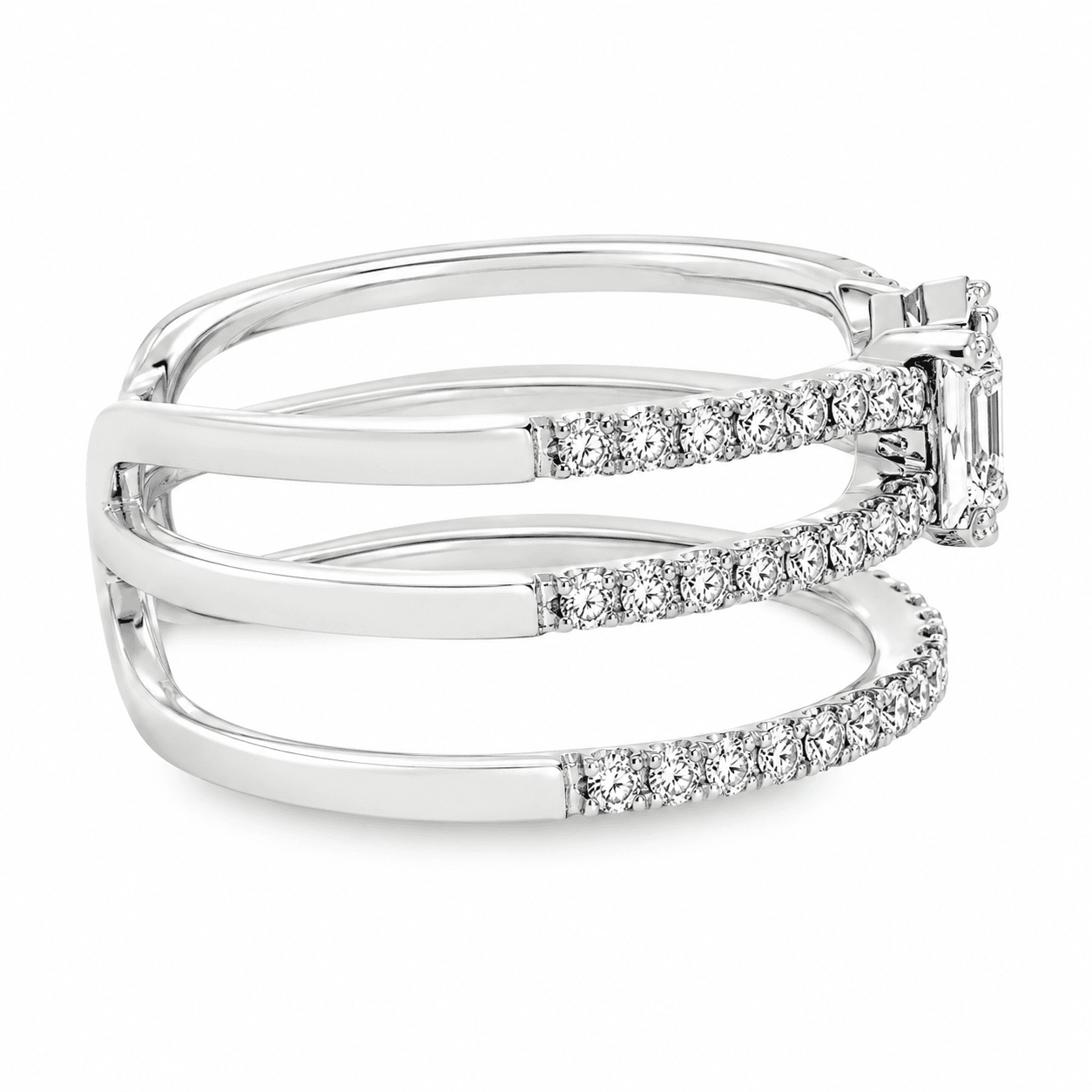 0.65 CTW Diamond Baguette Double-Open Fashion Ring